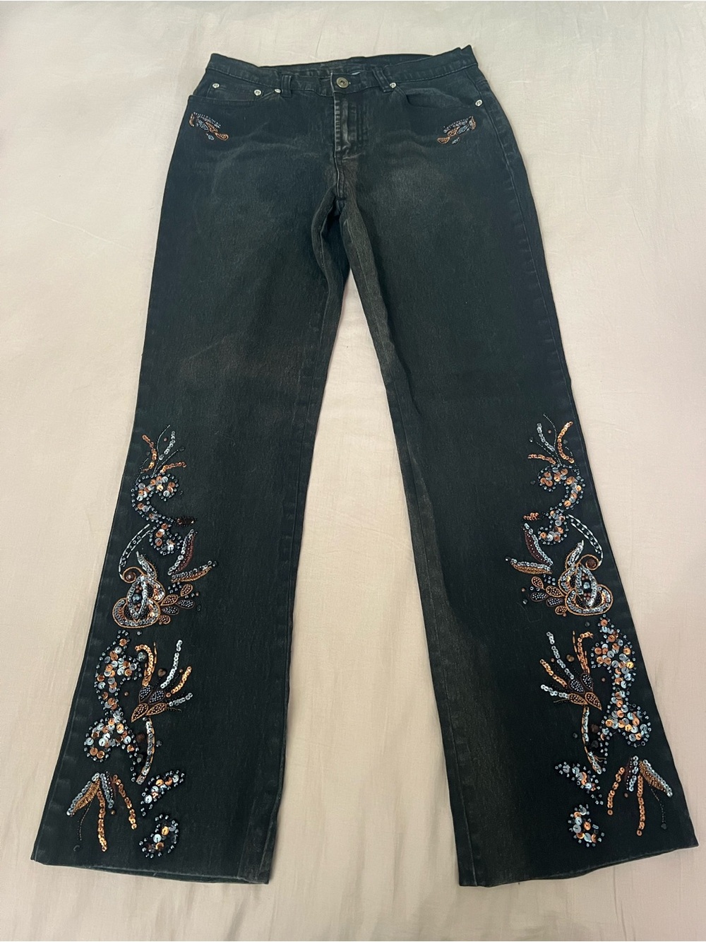 Y2K Beaded Fairy Black Flare Jeans